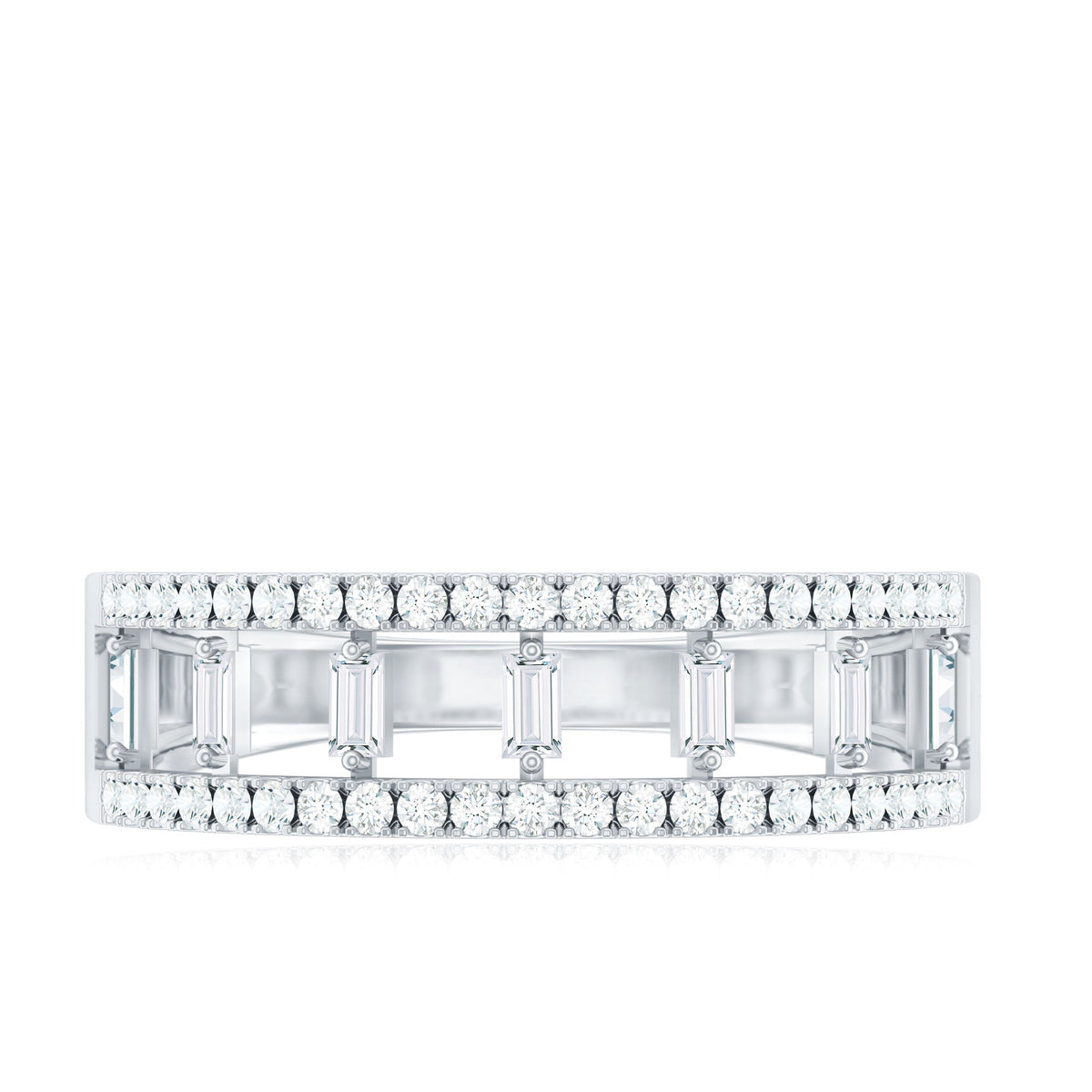Natural Baguette Diamond Half Eternity Band With Certificate