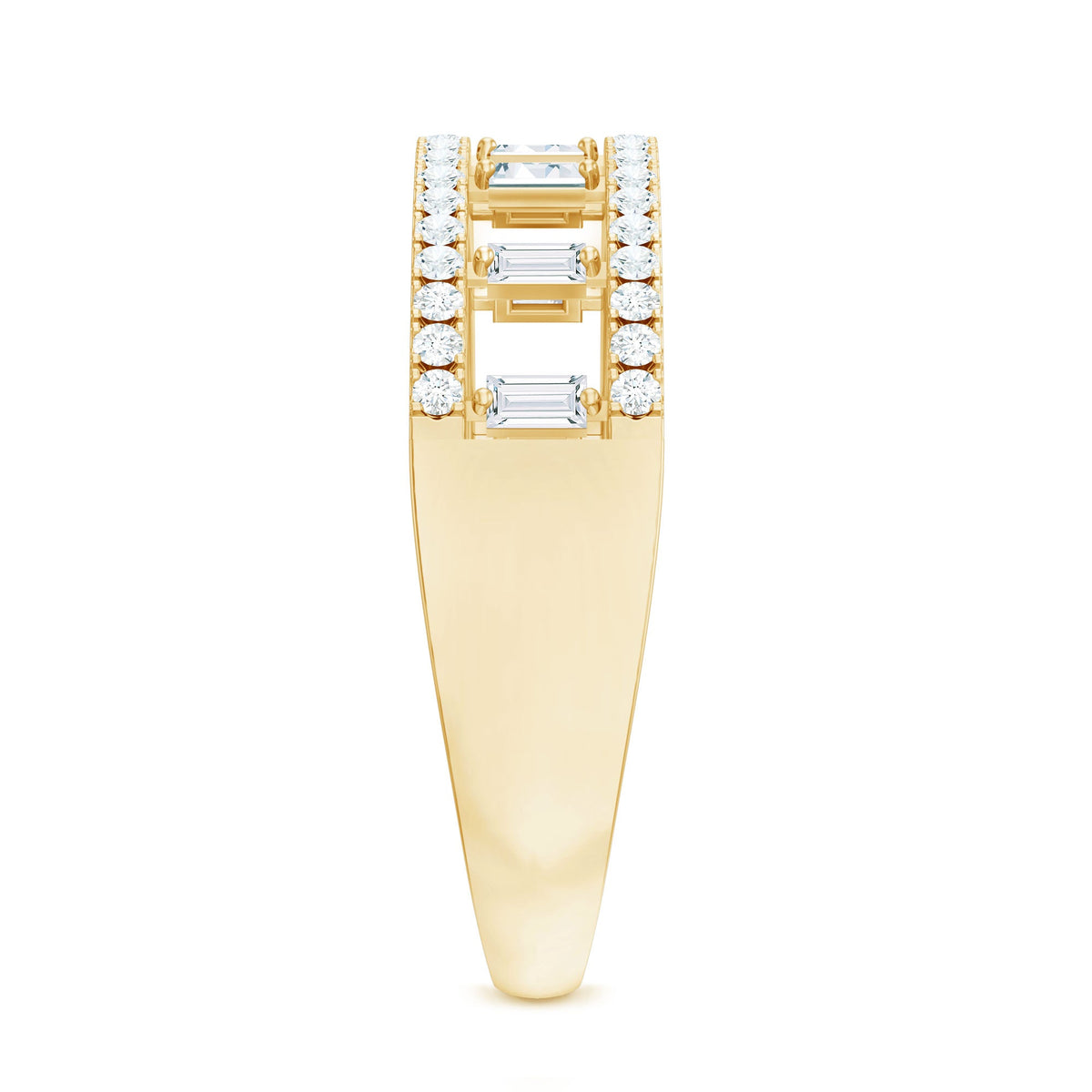 Natural Baguette Diamond Half Eternity Band With Certificate