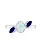 Natural Ethiopian Rainbow Opal Promise Ring with Blue Sapphire