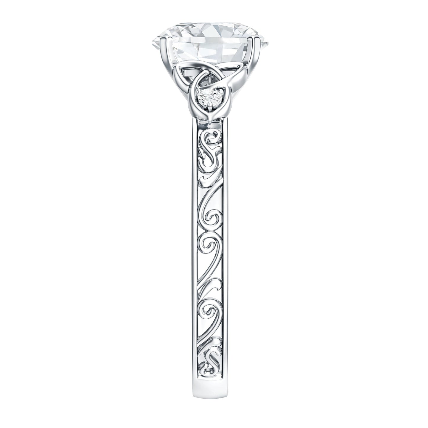 Antique Looking Round Moissanite Celtic Knot Engagement Ring