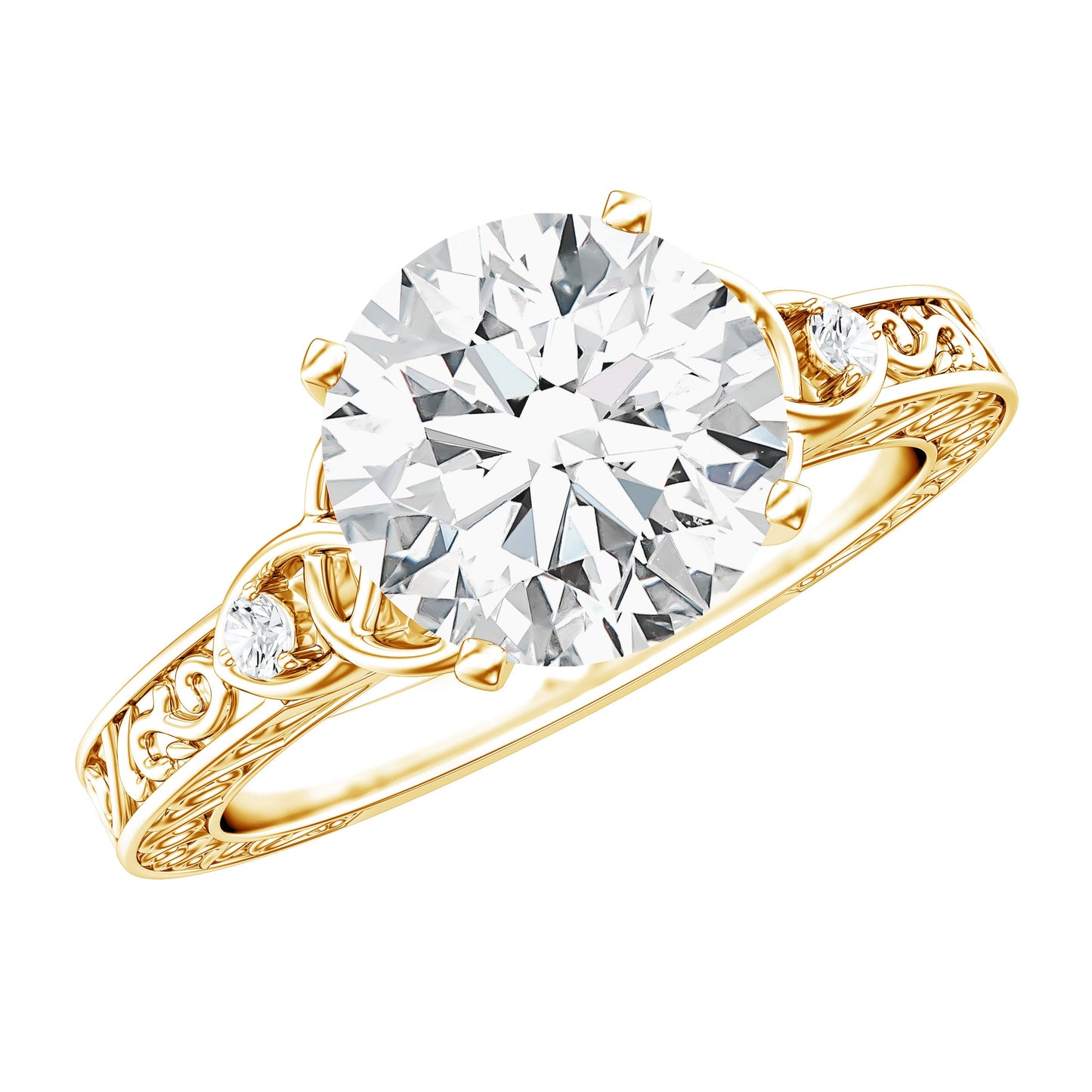 Antique Looking Round Moissanite Celtic Knot Engagement Ring