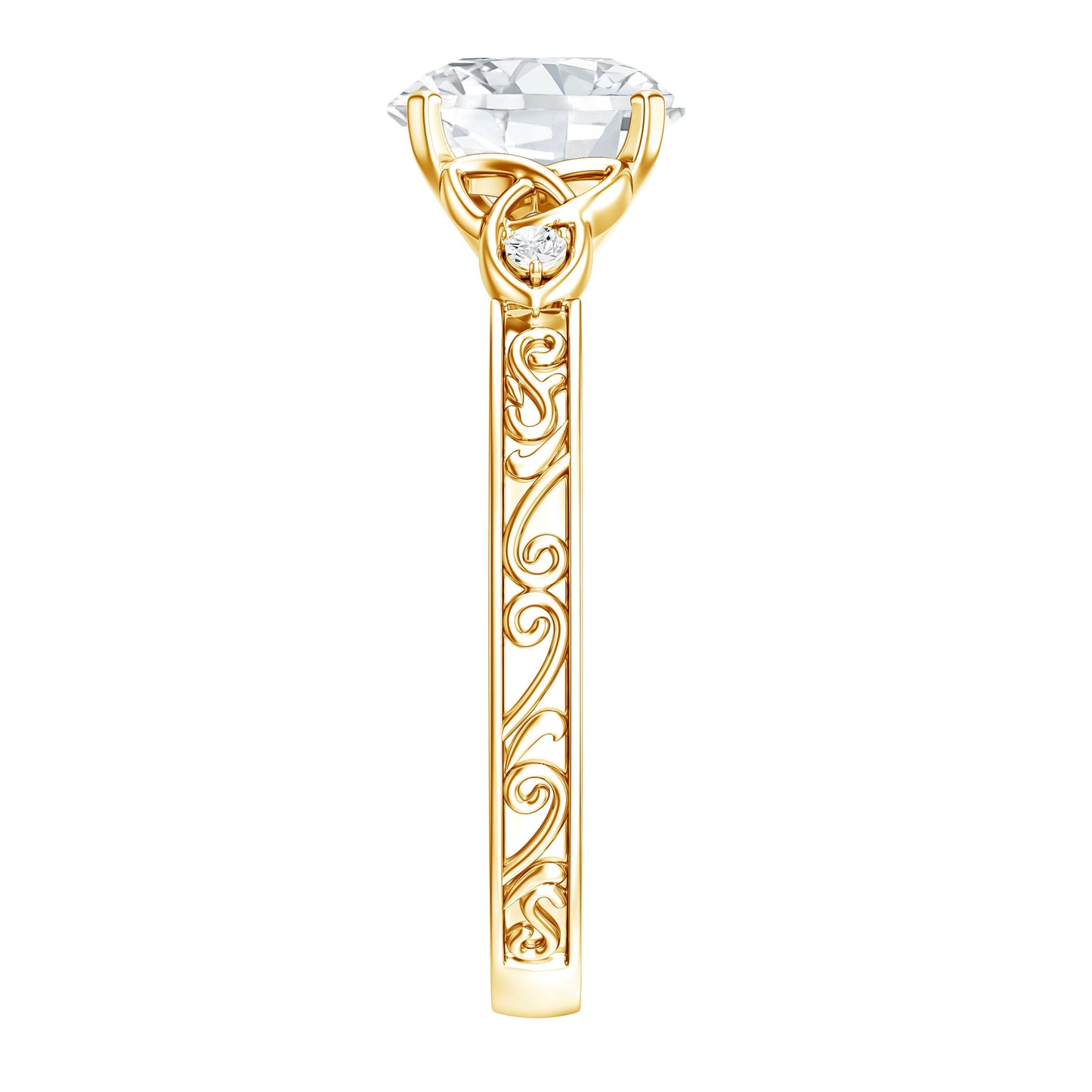 Antique Looking Round Moissanite Celtic Knot Engagement Ring