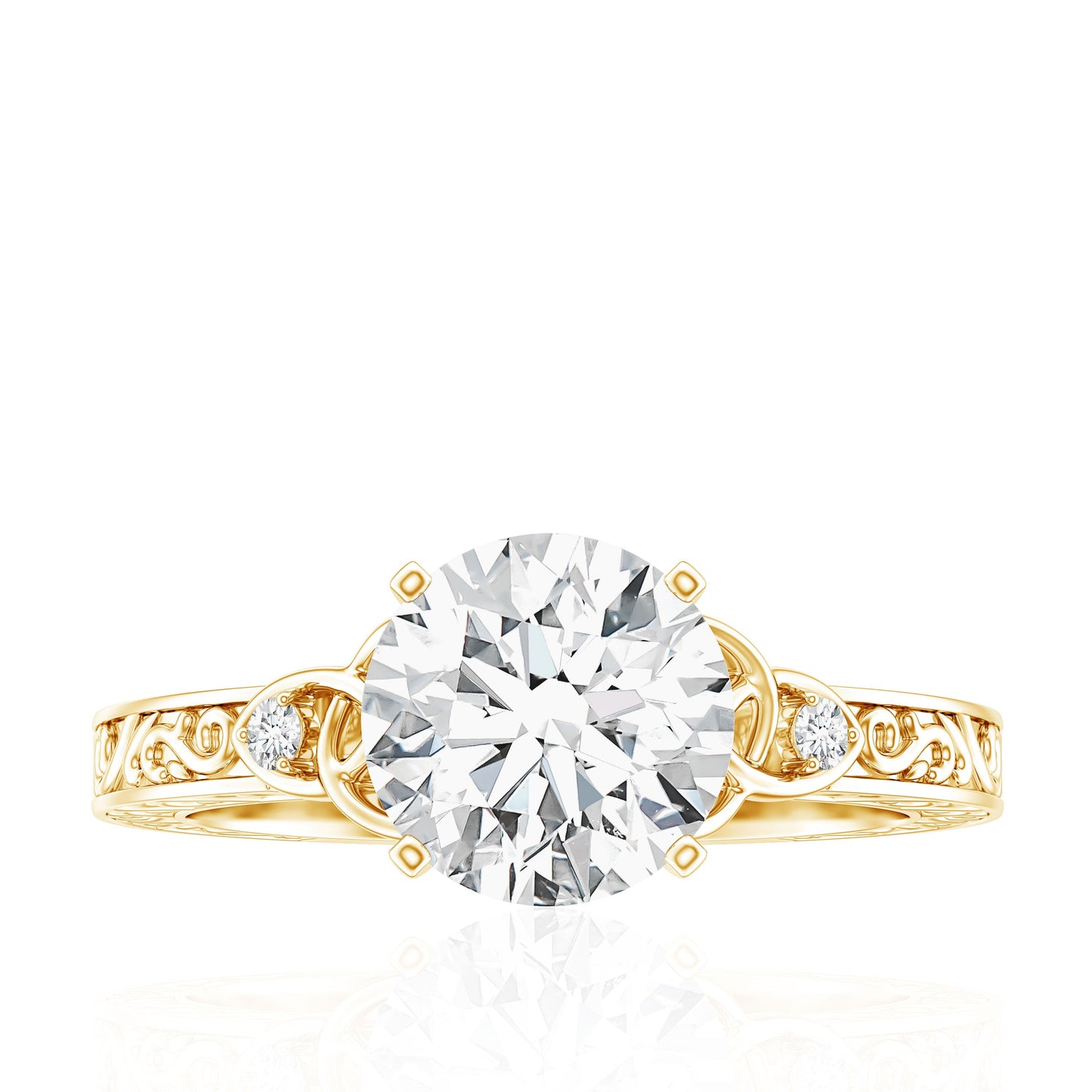 Antique Looking Round Moissanite Celtic Knot Engagement Ring