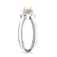 Anillo de compromiso con halo de diamantes y perla cultivada de agua dulce de 2 quilates auténticos con vástago entrecruzado
