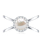 Anillo de compromiso con halo de diamantes y perla cultivada de agua dulce de 2 quilates auténticos con vástago entrecruzado