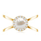 Anillo de compromiso con halo de diamantes y perla cultivada de agua dulce de 2 quilates auténticos con vástago entrecruzado