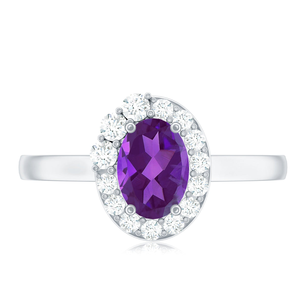 1 Carat Amethyst Designer Engagement Ring with Diamond for Women