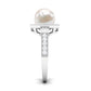 Art Deco Inspired 2.2 Carat Freshwater Pearl Engagement Ring with Diamond Halo
