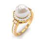 Art Deco Inspired 2.2 Carat Freshwater Pearl Engagement Ring with Diamond Halo