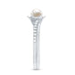 2 Carat Freshwater Pearl and Diamond Flower Engagement Ring