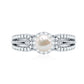 Anillo de compromiso de perlas cultivadas de agua dulce de 2 quilates y diamantes con detalle de cuentas