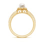 Anillo de compromiso de perlas cultivadas de agua dulce de 2 quilates y diamantes con detalle de cuentas