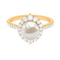 Freshwater Pearl and Diamond Halo Engagement Ring