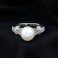 Cultured 7.4 Carat Freshwater Pearl Engagement Ring with Lab Diamonds
