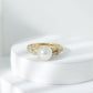 Cultured 7.4 Carat Freshwater Pearl Engagement Ring with Lab Diamonds