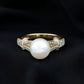 Cultured 7.4 Carat Freshwater Pearl Engagement Ring with Lab Diamonds
