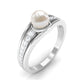 Cultured 2 Carat Freshwater Pearl Engagement Ring with Diamond