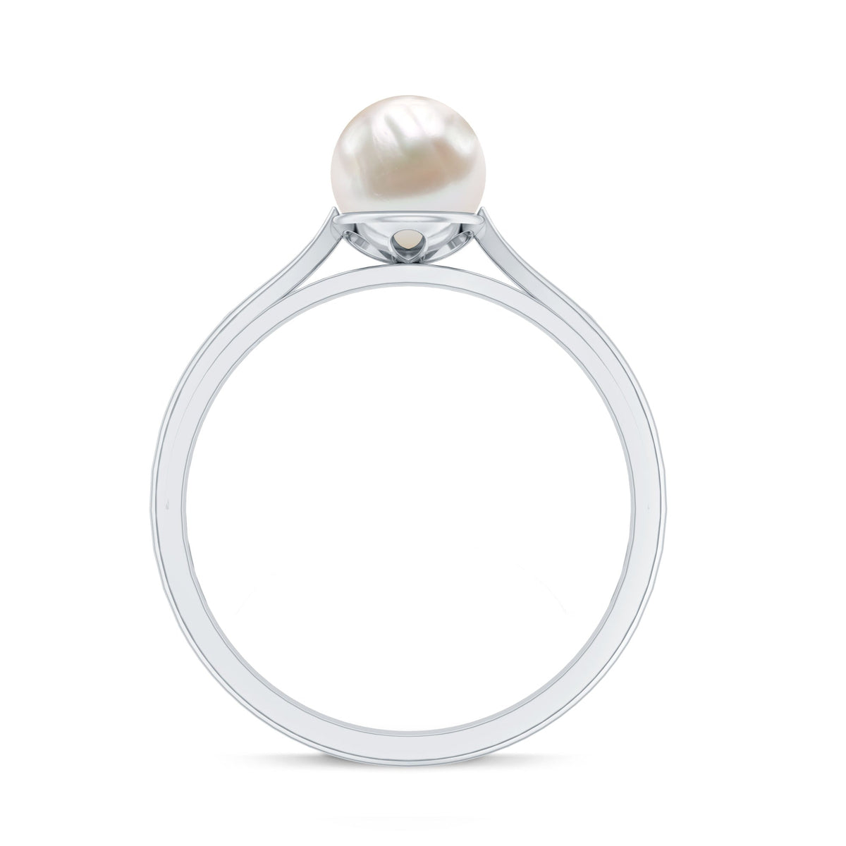 Natural 2.2 Carat Freshwater Pearl Solitaire Ring with Diamond