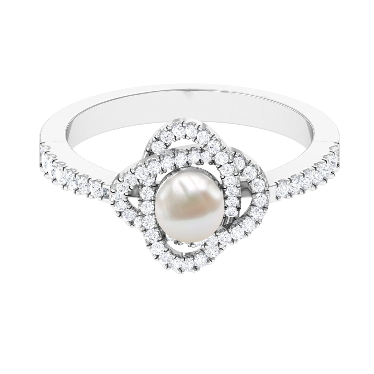 2 Carat Freshwater Pearl Engagement Ring with Diamond Accent