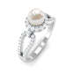 2 Carat Freshwater Pearl and Diamond Engagement Ring with Split Shank