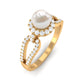 2 Carat Freshwater Pearl and Diamond Engagement Ring with Split Shank