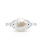 Cultured 7.4 Carat Freshwater Pearl Diamond Engagement Ring with Split Shank