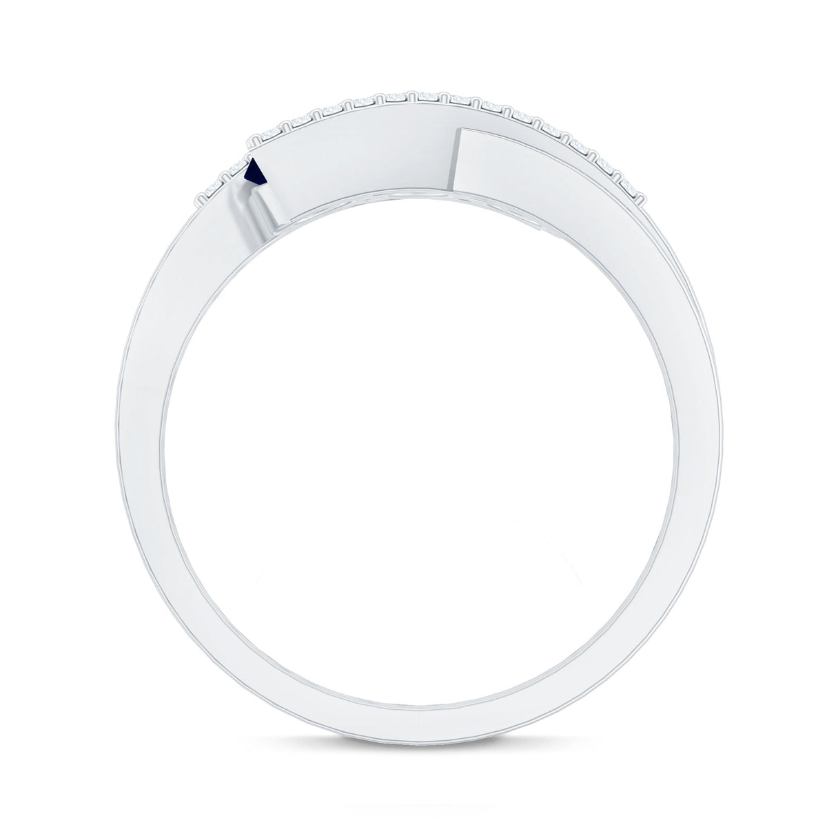 Real Blue Sapphire 3 Stone Promise Ring with Diamond Bypass Shank