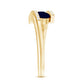 Real Blue Sapphire 3 Stone Promise Ring with Diamond Bypass Shank