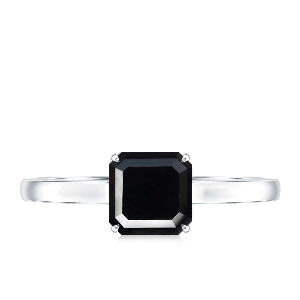 Princess Cut Black Onyx Solitaire Engagement Ring for Her
