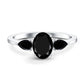 Natural Black Onyx Three Stone Engagement Ring