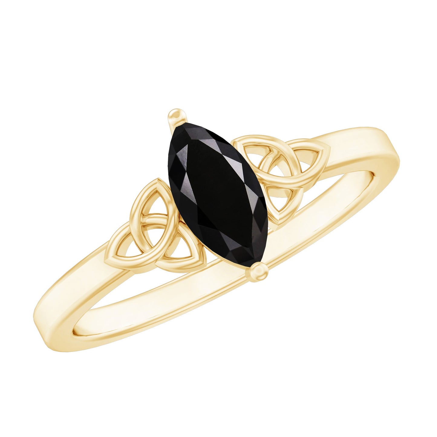 Anillo de promesa de diamante negro de laboratorio de 0,8 quilates con forma de marquesa y nudo celta, certificado