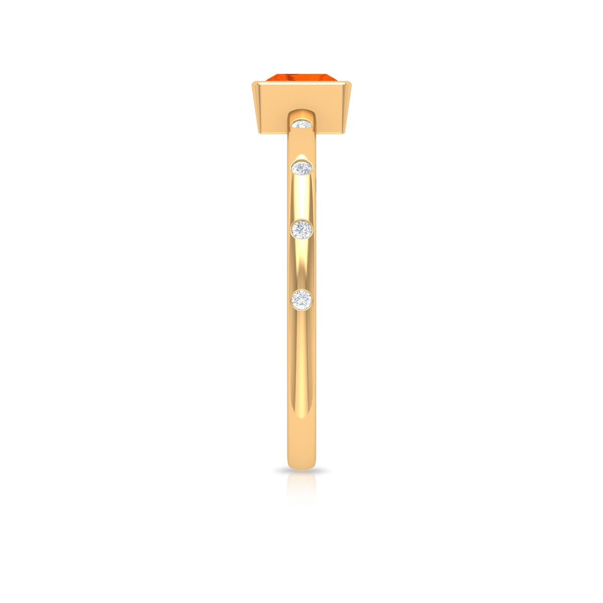 Princess Cut Fire Opal Solitaire Promise Ring with Diamonds