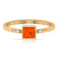 Princess Cut Fire Opal Solitaire Promise Ring with Diamonds