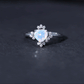 Anillo de compromiso de corazón de ópalo natural de 0,75 quilates con diamante