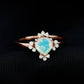 Anillo de compromiso de corazón de ópalo natural de 0,75 quilates con diamante