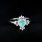 Anillo de compromiso de corazón de ópalo natural de 0,75 quilates con diamante