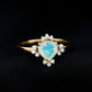 Anillo de compromiso de corazón de ópalo natural de 0,75 quilates con diamante