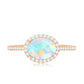 Genuine 1.2 Carat Oval Opalescent East West Engagement Ring with Diamond Halo