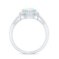 Genuine 1.2 Carat Oval Opalescent East West Engagement Ring with Diamond Halo