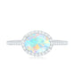 Genuine 1.2 Carat Oval Opalescent East West Engagement Ring with Diamond Halo