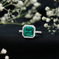 AAAA Quality Lab Created Emerald Asscher Cut Engagement Ring with Diamond