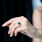 AAAA Quality Lab Created Emerald Asscher Cut Engagement Ring with Diamond