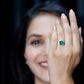 AAAA Quality Lab Created Emerald Asscher Cut Engagement Ring with Diamond