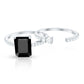 Emerald Cut Created Black Diamond Ring Set with Diamond