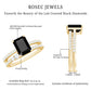 Emerald Cut Created Black Diamond Ring Set with Diamond