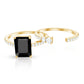 Emerald Cut Created Black Diamond Ring Set with Diamond