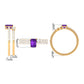 Conjunto de anillo de boda para novia de amatista de talla esmeralda de 1.4 quilates natural con diamante