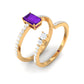 Conjunto de anillo de boda para novia de amatista de talla esmeralda de 1.4 quilates natural con diamante