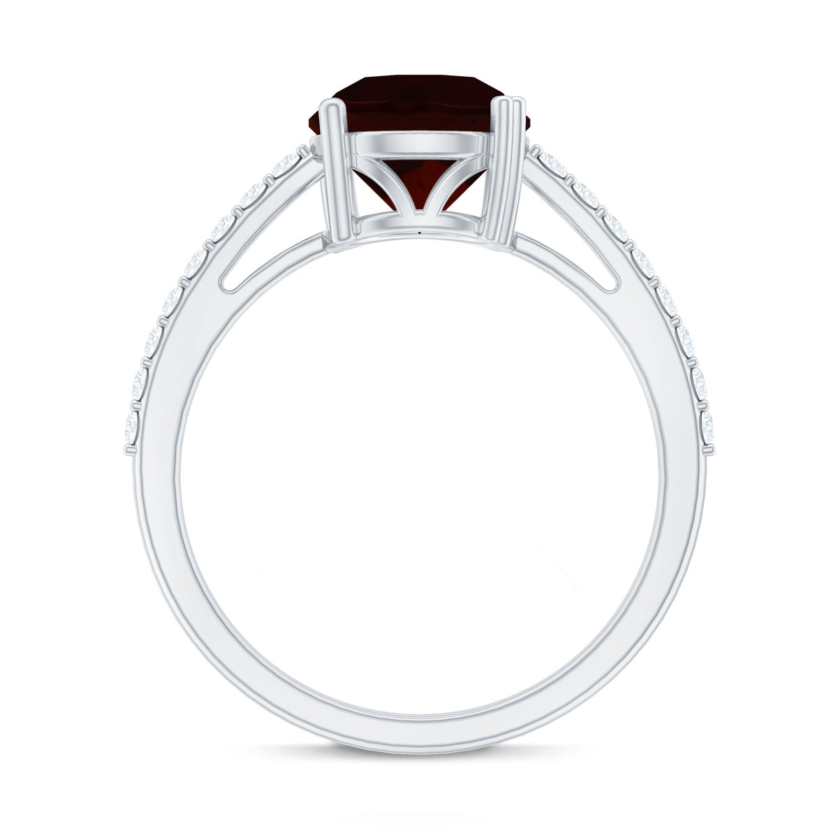 Certified Natural 2.3 Carat Garnet Big Engagement Ring with Diamond