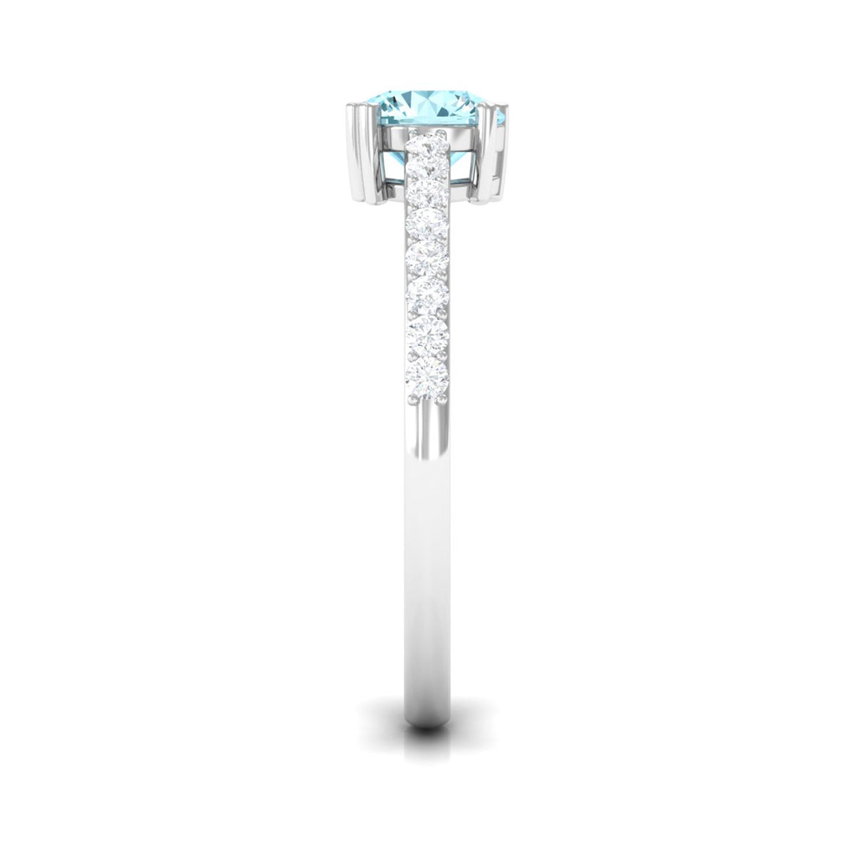 Designer Set Aquamarine Solitaire Engagement Ring with Diamond